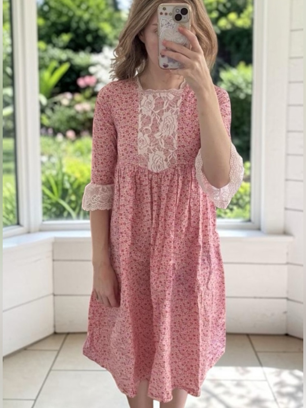 Scarlet Darkness Vintage Pink Southern Gothic Floral Prairie Dress